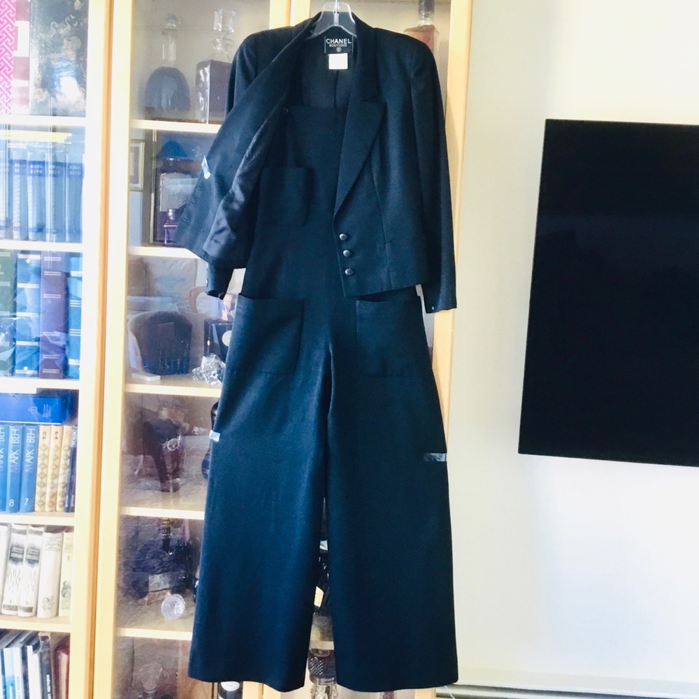 CHANEL Black Wide-Leg Jumpsuit with Cropped Blazer